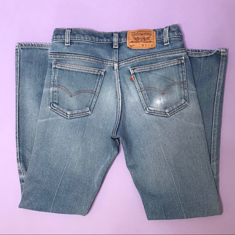 Levis 517 Distressed Orange Tab High Waisted Jeans